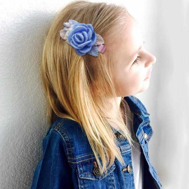 mligril Baby Girls Flower Hair Clips-3pcs Floral Hair Bows Alligator Barrettes for Infant Toddler - Image 2