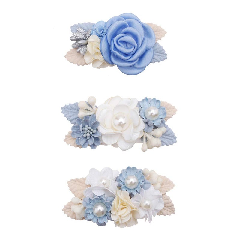 mligril Baby Girls Flower Hair Clips-3pcs Floral Hair Bows Alligator Barrettes for Infant Toddler - Image 1