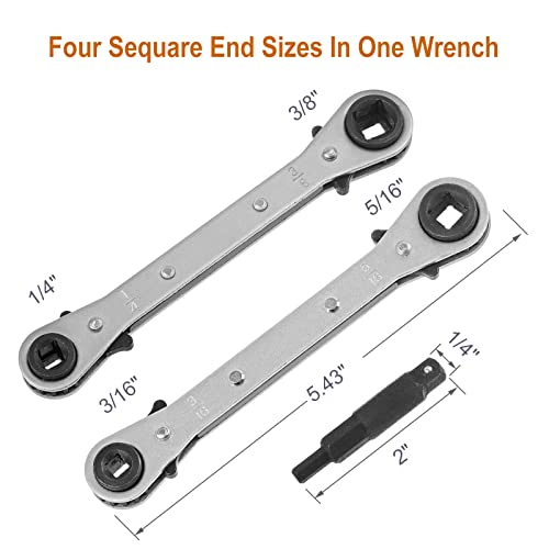 A.I.FORCE AC Ratchet Wrench, HVAC Service Wrench with HVAC Hexagon Bit Adapter, Premium AC Service Tools for Refrigeration Equipment Repair (3/16”, 1/4”, 5/16”, 3/8”) - Image 3