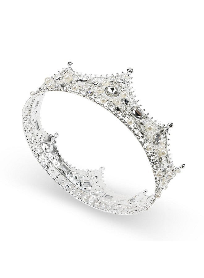 CIEHER King Crown, CIEHER King Crowns for Men Crystal Vintage Baroque Crown Prom King Crown Tiara Evil Crown Luxury Rhinestone Silver Crown for Birthday Prom Halloween Cosplay Party Birthday Crowns for Men - Image 1