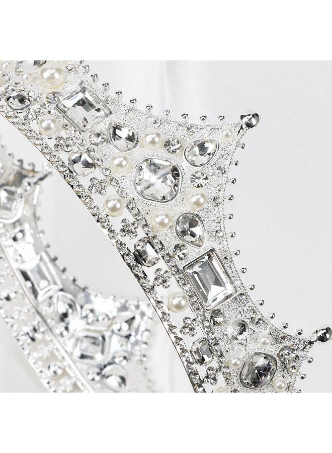 CIEHER King Crown, CIEHER King Crowns for Men Crystal Vintage Baroque Crown Prom King Crown Tiara Evil Crown Luxury Rhinestone Silver Crown for Birthday Prom Halloween Cosplay Party Birthday Crowns for Men - Image 3