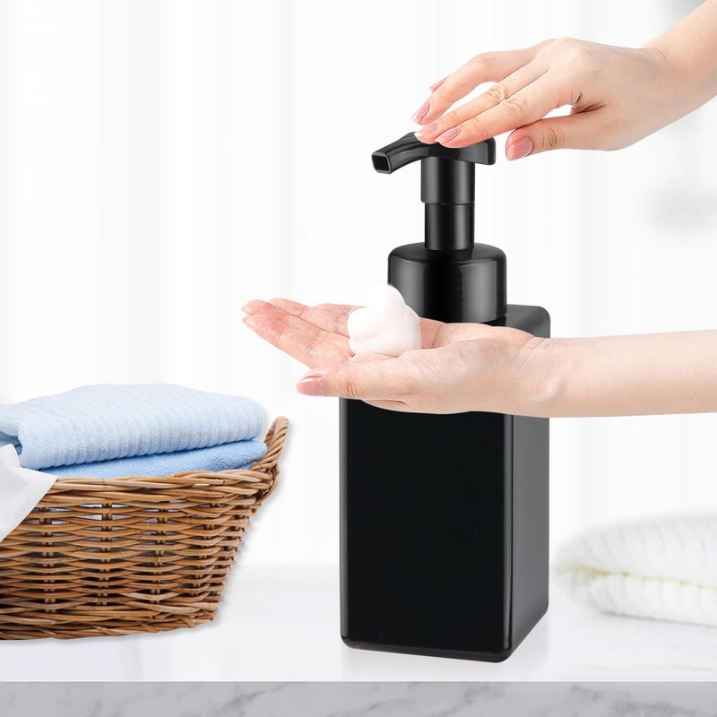 ConStore 3 Pack Foaming Soap Dispenser Empty Plastic Foam Pump Bottle Refillable Foam Soap Bottle Dispenser for Shampoo Liquid Soap Face Wash (Black, 450ml/15oz) - Image 2