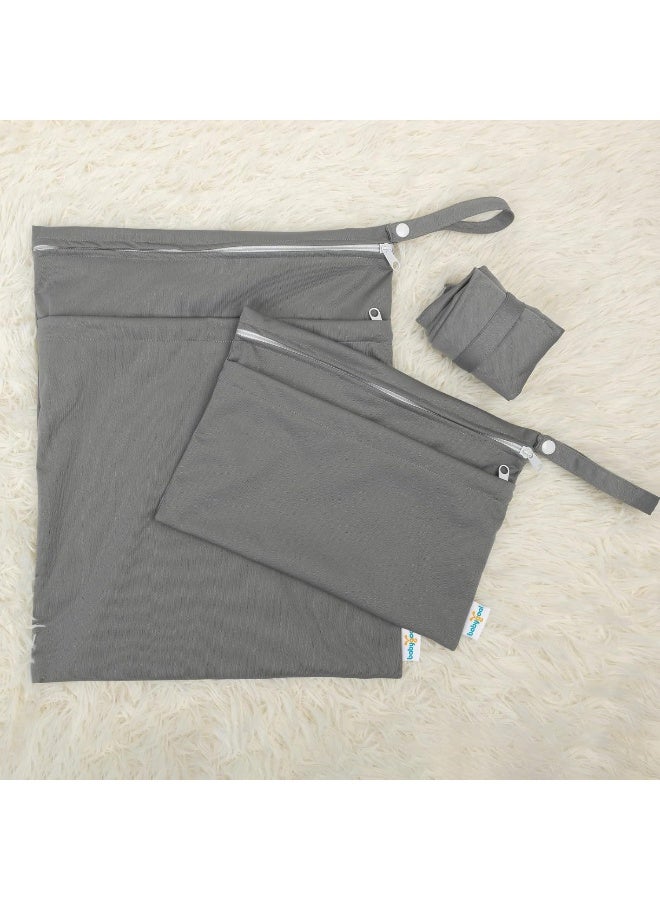 babygoal Wet Dry Bags for Baby Cloth Diapers, Washable Travel Bags, Beach, Pool, Gym Bag for Swimsuits & Wet Clothes with Two Zippered Pockets 3 Pack(S,M,L), 3SML01 - Image 3