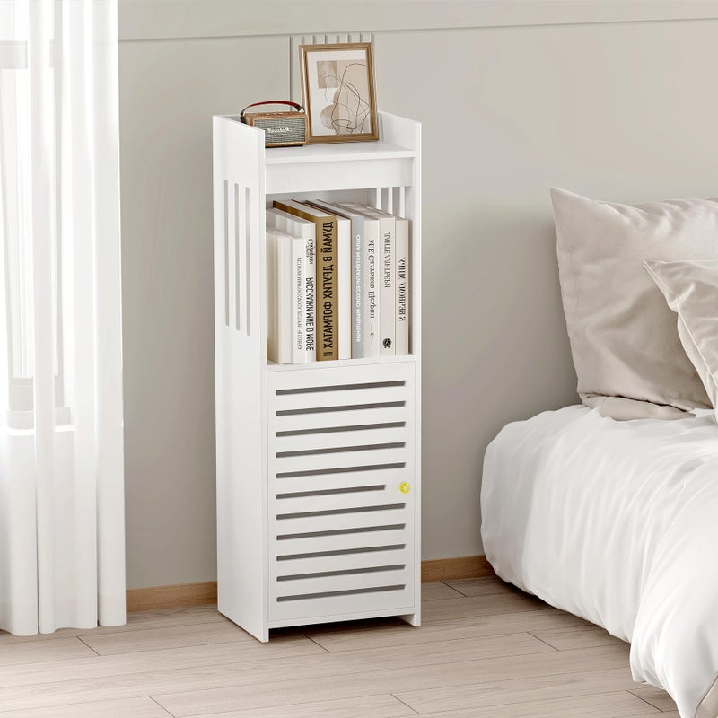 POBOMULI Narrow Bathroom Storage Cabinet, 5-Tier Slim Bathroom Organizers with Door and Open Shelf for Toilet Bathroom Small Spaces (7.9" D x 9.8" W x 31.5" H) - Image 5