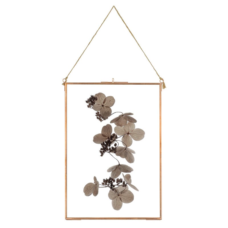 Rose Gold Glass Frame for Pressed Flower Hanging Double Glass Brass Picture Frames for Wall Decor Display DIY Dried Flowers Plant Specimen Photo Frame Geometric Ornament 8x12 Inches