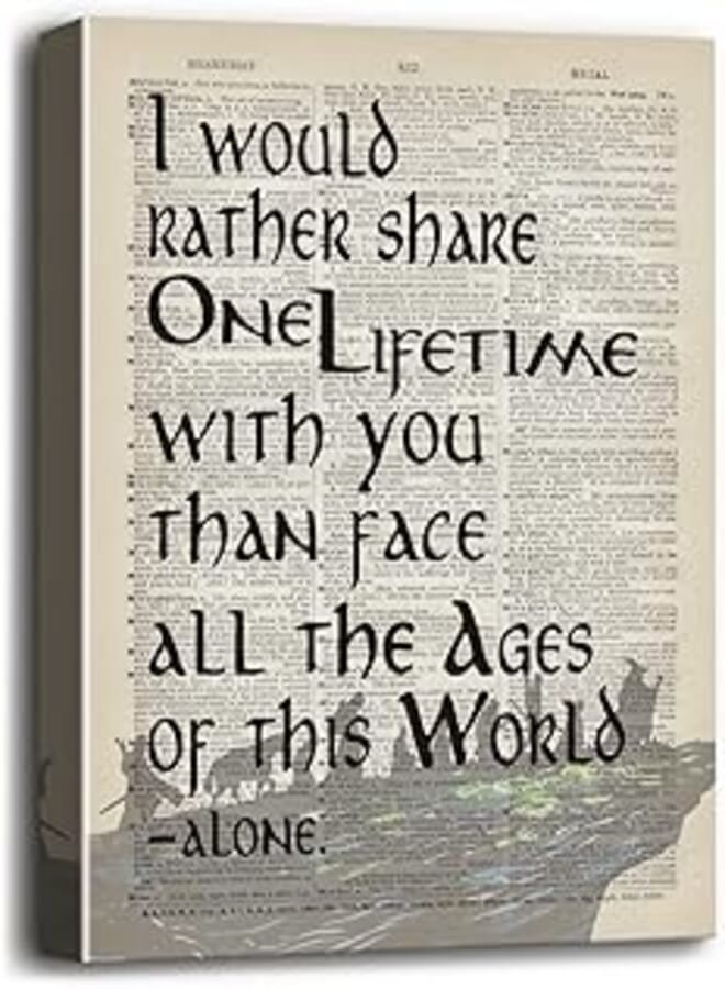 Canvas Wall Art, I Would Rather Share One Lifetime Arwen LOTR Inspirational Quote Canvas Prints Poster Wall Decor, Canvas Wall Art for Home Decor, Gift for Lord of the Rings Fan Size 12x15 