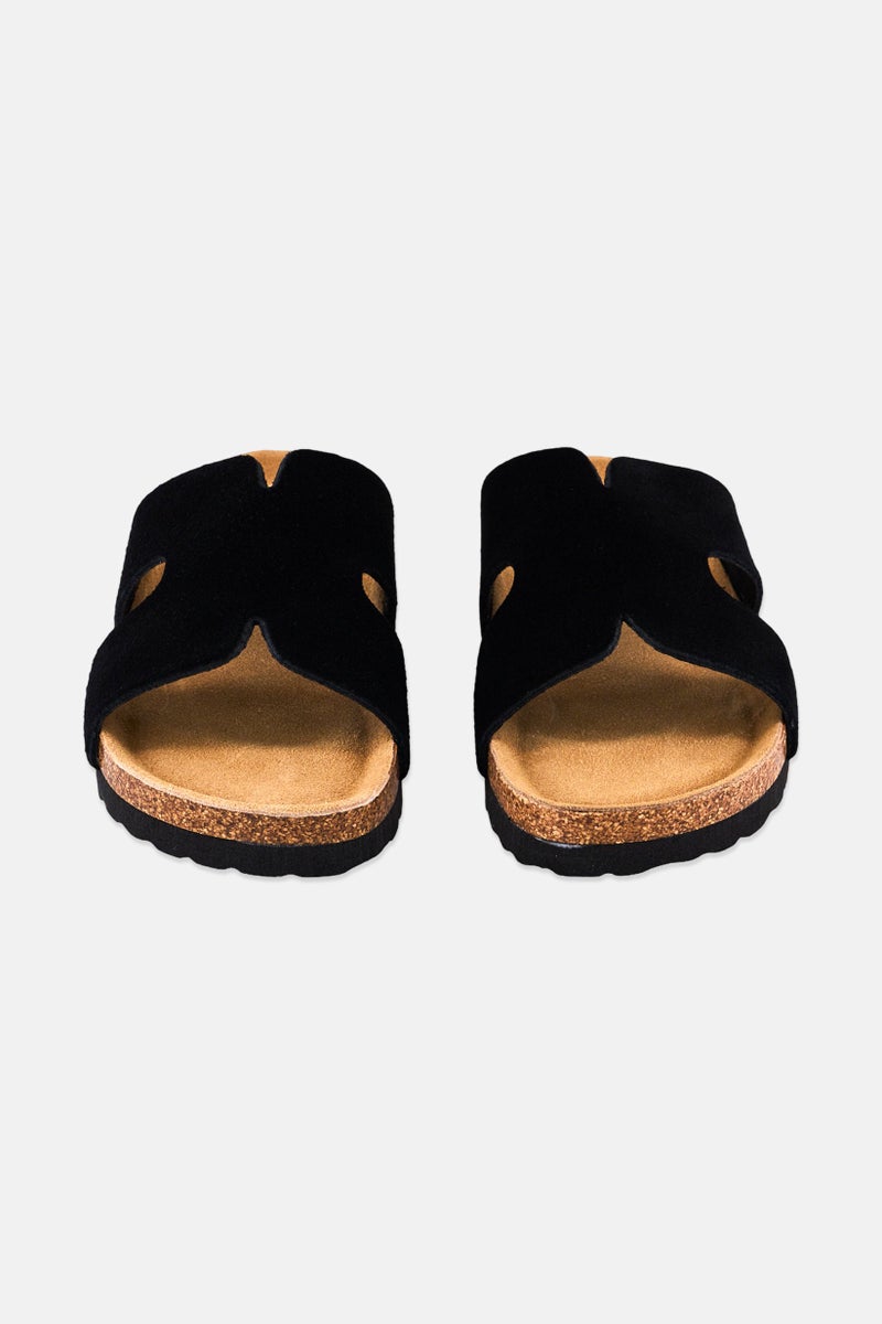 XOXO Women Slip On Cork Slippers, Black  - Image 4