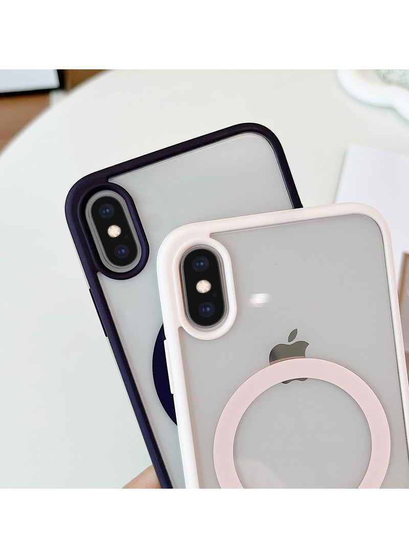 For Apple iPhone Xs Max Transparent Hard Back Case with Colored Tpu Frame, Mag-safe For Wireless Charging And High Protector Compatible With Apple iPhone Xs Max (6.5'')(Clear&Cream Pink)  - Image 4