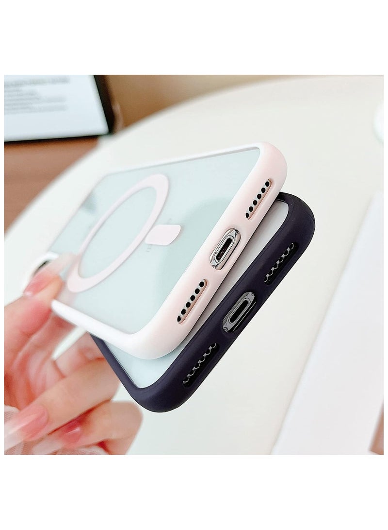 For Apple iPhone Xs Max Transparent Hard Back Case with Colored Tpu Frame, Mag-safe For Wireless Charging And High Protector Compatible With Apple iPhone Xs Max (6.5'')(Clear&Cream Pink)  - Image 5