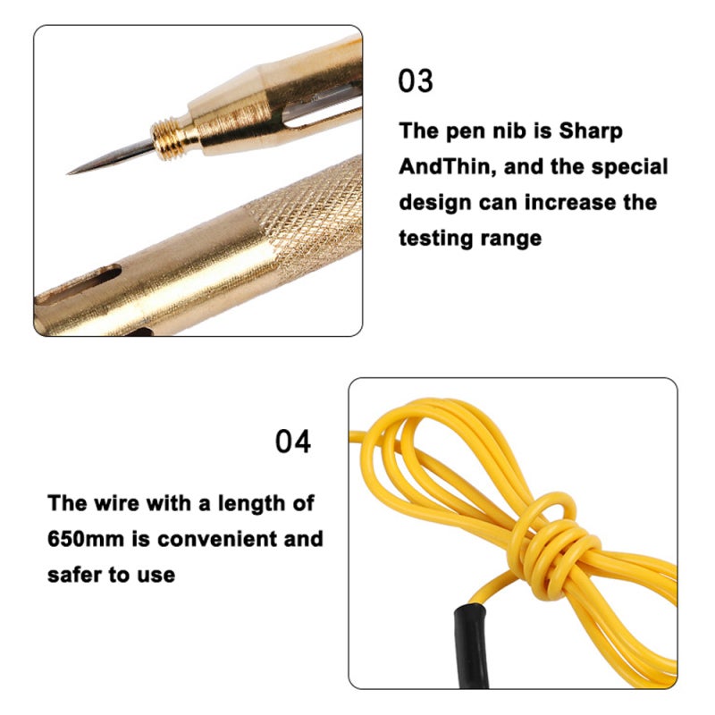 Vehicle Maintenance Copper Test Pen Circuit Detection Pen 6Volt/12Volt/24Volt Car Light Tester Circuit Detector Light Test Pen - Image 4