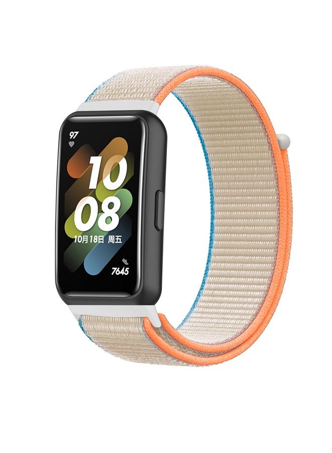 Band For Huawei Band 7 Nylon Loop Buckle Watch Band Milk White - Image 1