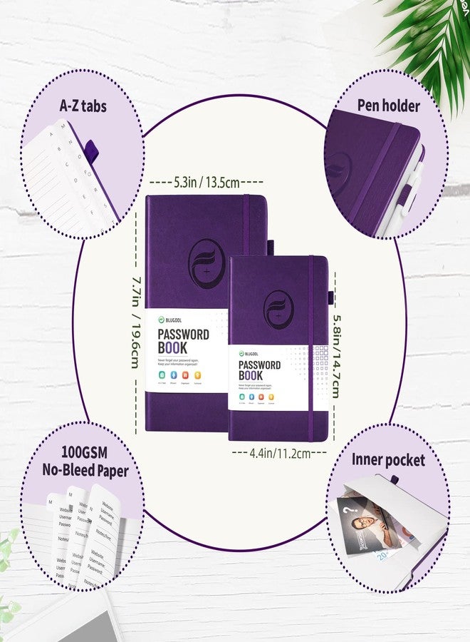 Blugool Password Book with Alphabetical Tabs, Hardcover Password Keeper, Password Notebook Organizer for Computer and Internet Address Website Login, Gifts for Home and Office, 5.3''x 7.7''- Purple - Image 3