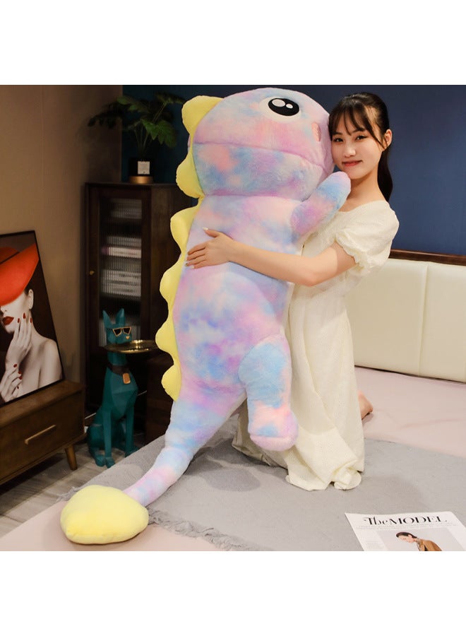 Dinosaur Plush Toy Pillow Girl Sleeping Special Bed Sleeping Doll Big Doll Leg Clip Cloth Doll-Color:Tie-dye Pink Dinosaur-Height:Total Length 1.7m - Image 2