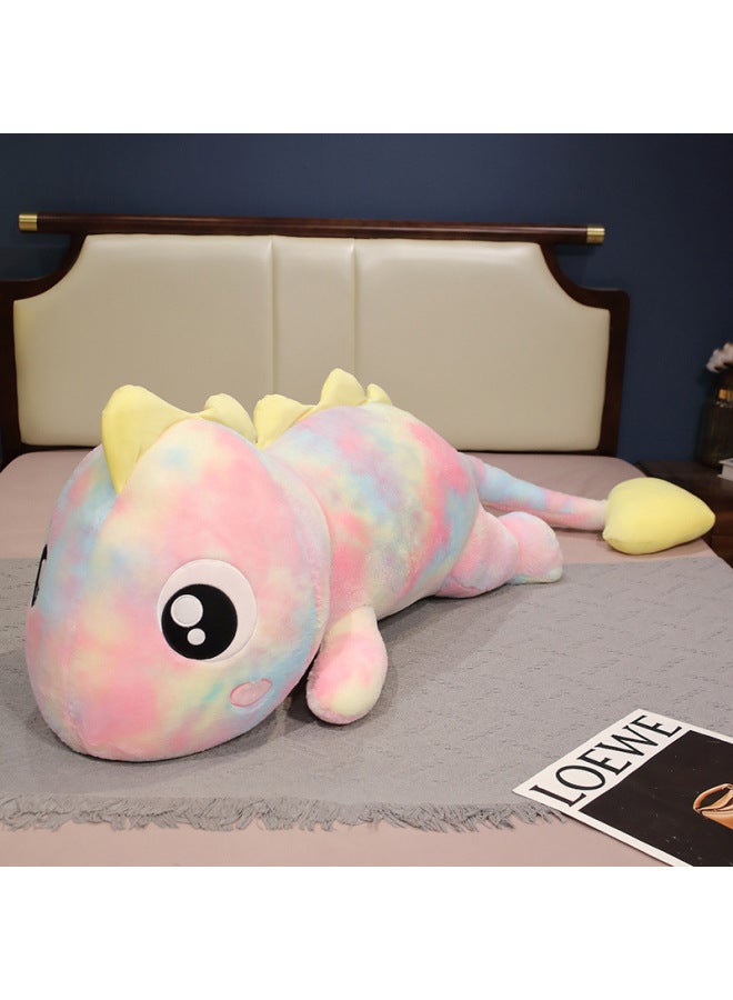 Dinosaur Plush Toy Pillow Girl Sleeping Special Bed Sleeping Doll Big Doll Leg Clip Cloth Doll-Color:Tie-dye Pink Dinosaur-Height:Total Length 1.7m - Image 1