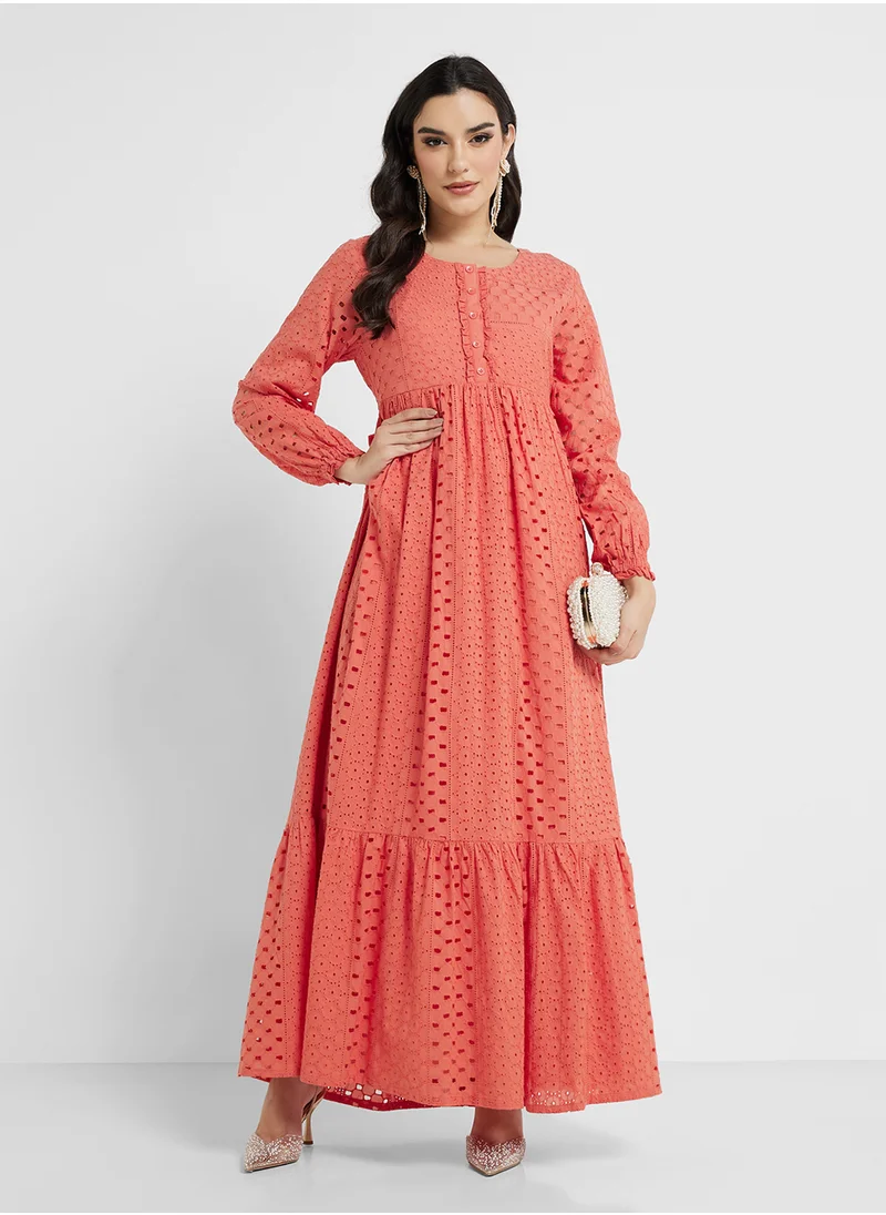 KASHKHA Schiffli Cotton Jalabiya