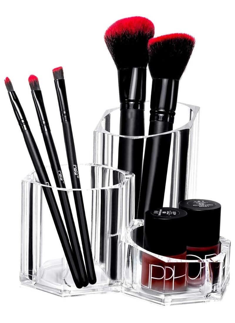 asmat Makeup Brush Holder Organizer – 3 Slot Clear Acrylic Cosmetics Brushes Storage Solution, Multi-Functional Vanity Organizer for Makeup Brushes, Eyeliners, Lip Liners, and Beauty Tools – Durable, Elegant, and Space-Saving Design  - Image 2