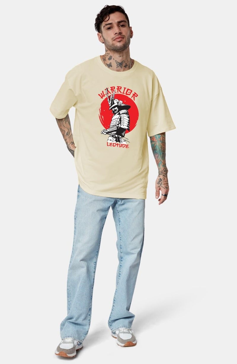 LEOTUDE Men Cotton Oversized Half Sleeve Round Neck T-Shirt (PO3_FS49_BSD_SUL_LSNLS_P_Beige, Maron_XXL) - Image 4