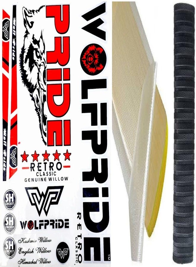 WOLF PRIDE B/RED RETRO CRICKET BAT STICKER COMBO KIT (STICKER, ANTI SCUFF SHEET Bat Sticker (Multicolor) - Image 2
