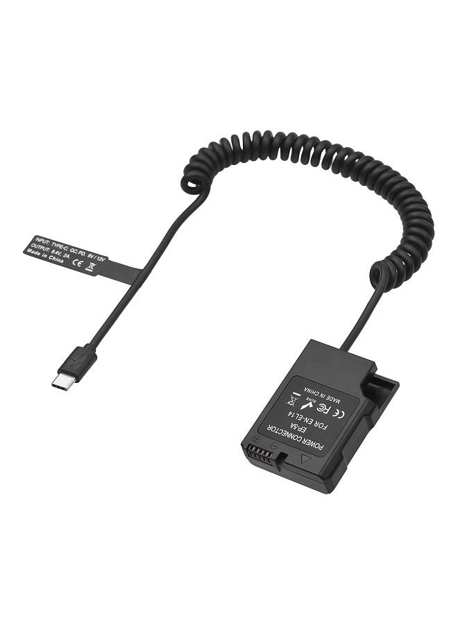 EN-EL14 Dummy Battery USB-C Coupler Adapter Dummy Battery Coupler with USB Type-C Spring Power Cable Replacement for Nikon D3100 D3200 D3300 D3400 D3500 D5100 D5200 D5300 D5500 DF P7100 P7700 P7800