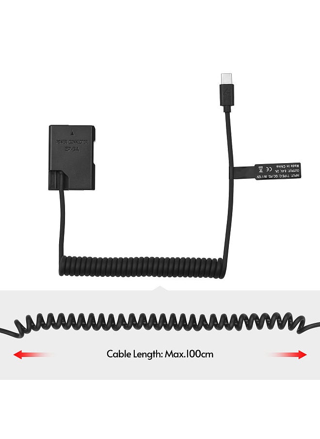 EN-EL14 Dummy Battery USB-C Coupler Adapter Dummy Battery Coupler with USB Type-C Spring Power Cable Replacement for Nikon D3100 D3200 D3300 D3400 D3500 D5100 D5200 D5300 D5500 DF P7100 P7700 P7800