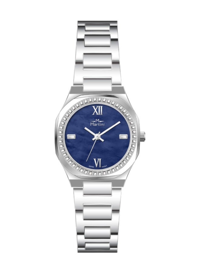 MARTINI Elegant Martini Women's Watch Stylish Navy Blue Dial Stainless Steel Band Water Resistant Perfect for Casual and Formal Wear - Image 1