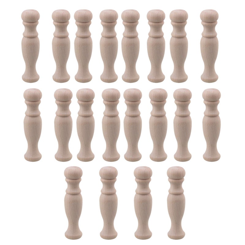 Mxfans Unpainted Solid Beech Wood Corridor Bridge Models, 20PCS H-84 Style (2.83" Long), Miniature Relief Carving Balusters for DIY Craft, Railings, Dollhouse, Model Scenery Building - Image 1