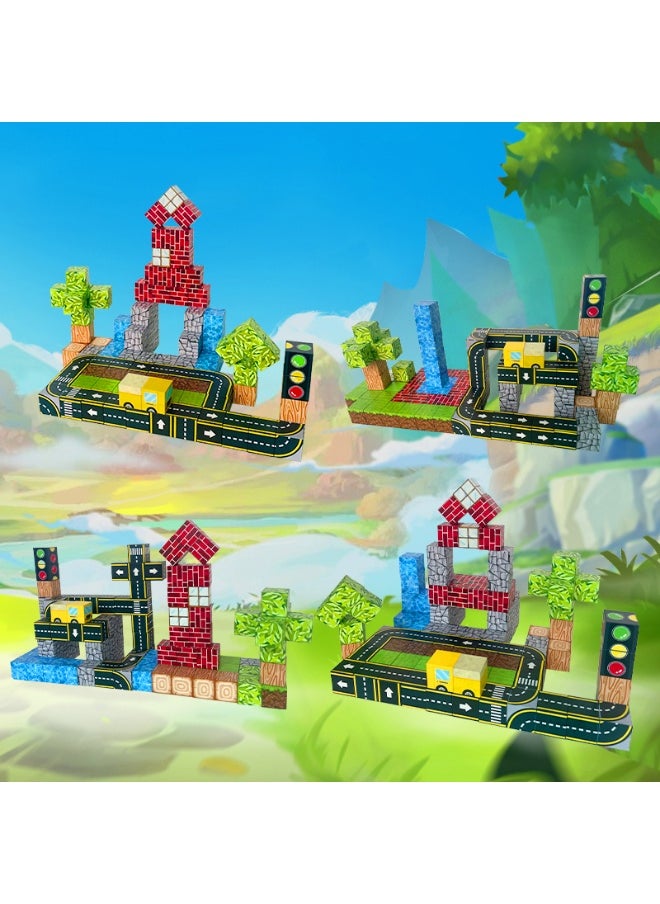 General Magnetic block building blocks children's educational forest road toy assembling set assembling game gift for family and friends  - Image 3