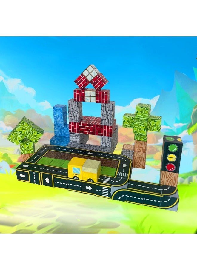 General Magnetic block building blocks children's educational forest road toy assembling set assembling game gift for family and friends  - Image 2