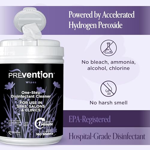 Prevention All Purpose Disinfectant Wipes – Canister of Cleaning Wipes for Salons, Spas, Wellness Centers and Yoga Studios – Hospital Grade Surface Sanitizing – 160 Count - Image 5