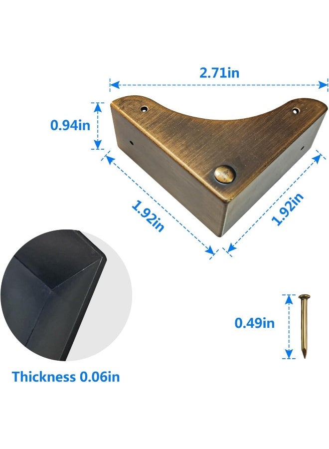 Rddconkit 4PCS Metal Corner Protector, Box Corners Decorative Furniture Corner Protectors,for Cabinet Furniture Table Jewelry Box Case (Bronze) - Image 2