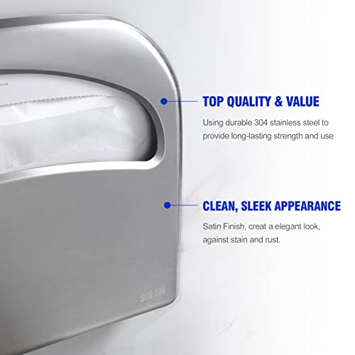 Gorlary Toilet Seat Cover Dispenser Wall Mount Commercial, Half Fold Toilet Seat Cover Dispenser, 304 Stainless Steel, 16-Inch - Image 2