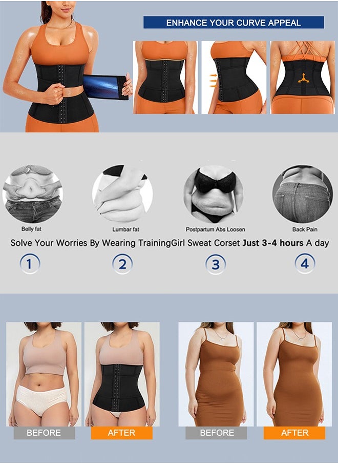 Polish'D - Adjustable Waist Trainer, Training Girl Women Sweat Waist Trimmer Trainer, Sauna Corset Workout Belt Belly Band Stomach, Wraps Body Shaper Sports Girdle - Image 1