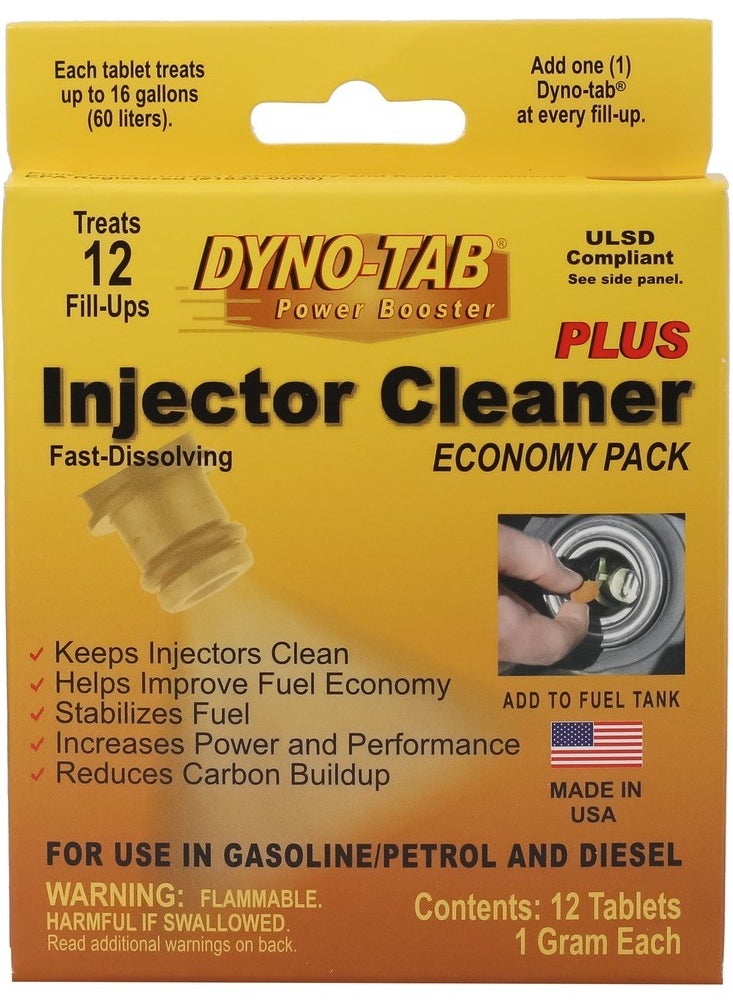 Dyno-Tab DYNO TAB Injector Cleaner 45447 – Improve Fuel Economy | Boost Power & Performance | Reduce Carbon Build-up & Emissions | Water Remover – 12 Tablets (1 Tablet Treats 60 Liters)  - Image 1