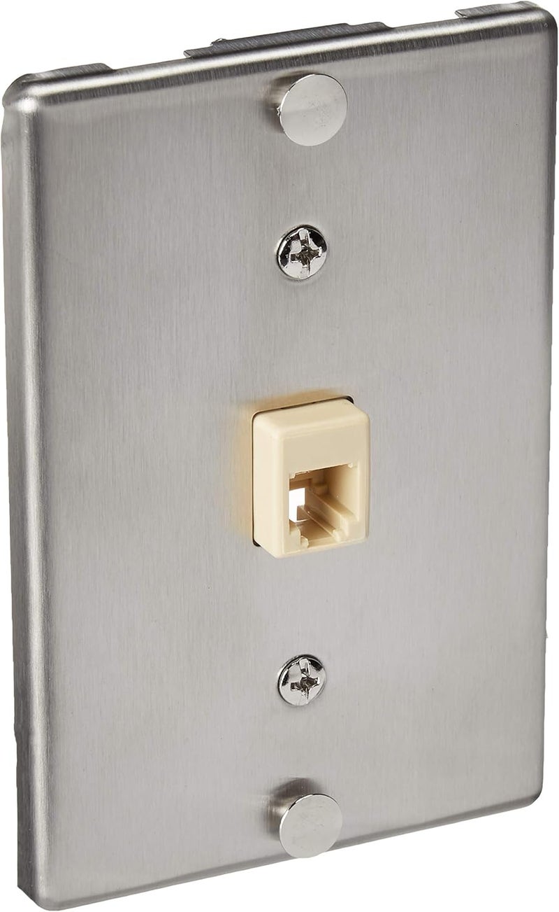 Leviton C0256-SS 6P4C Telephone Wall Plate with Stainless Steel Finish - Image 1