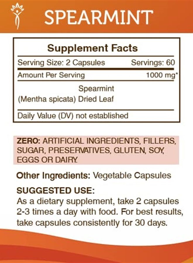 Secrets of the Tribe كبسولات النعناع 1000 ملغ (Mentha spicata) أوراق مجففة، مكمل دعم هرمونات النساء (120 كبسولة) - Image 2