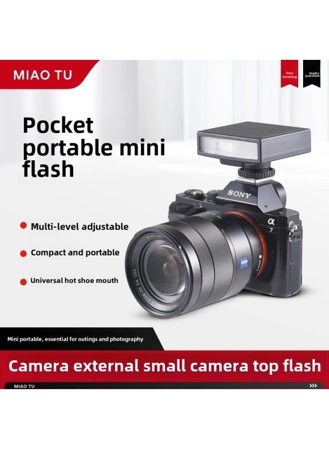 Miaotu Top Flash QU-12 Camera Mini Flash Hot Shoe Photography Micro Single Built-in Battery External Camera-Color:Desktop Flash Qu-12  - Image 3