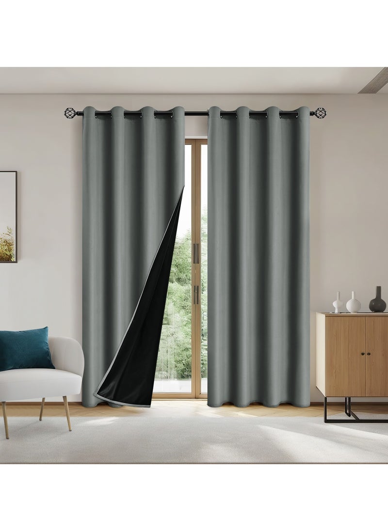 DUNISO 2 Panels Blackout Curtains for Bedroom, Thermal Insulated Room Darkening Curtains, Grommet Light Blocking Blackout Drapes for Living Room (Dark Grey,132*241cm)  - Image 3