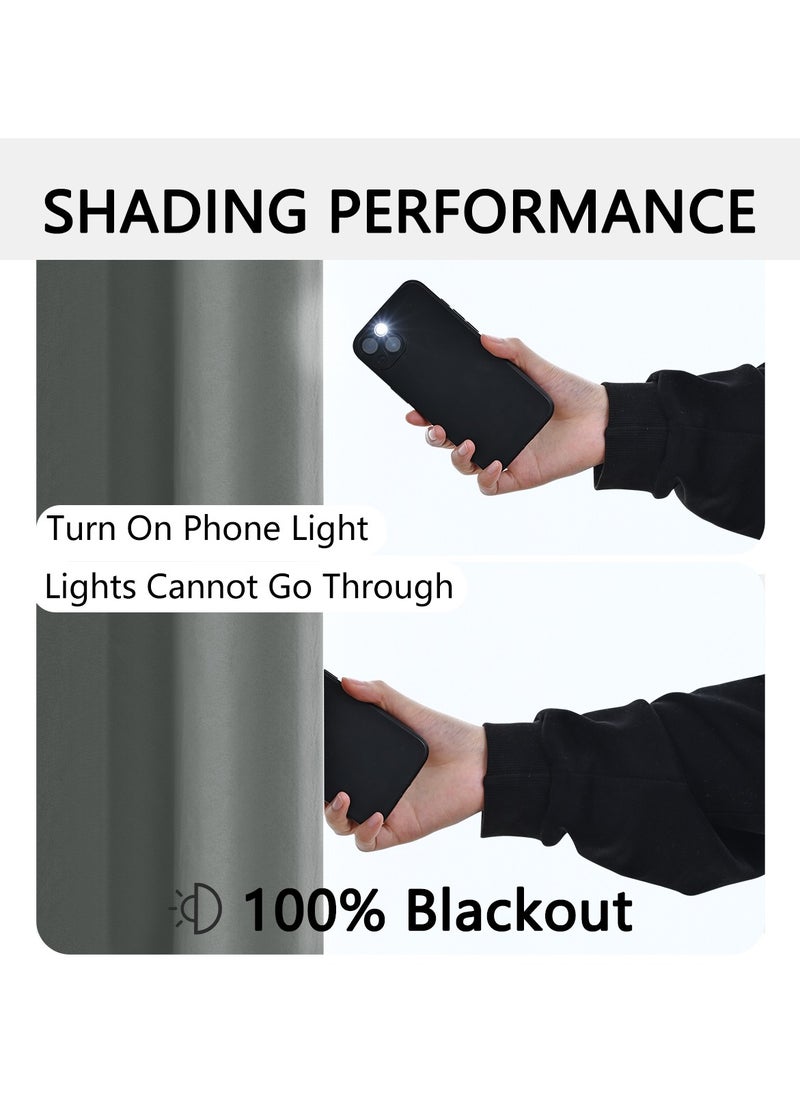 DUNISO 2 Panels Blackout Curtains for Bedroom, Thermal Insulated Room Darkening Curtains, Grommet Light Blocking Blackout Drapes for Living Room (Dark Grey,132*241cm)  - Image 5