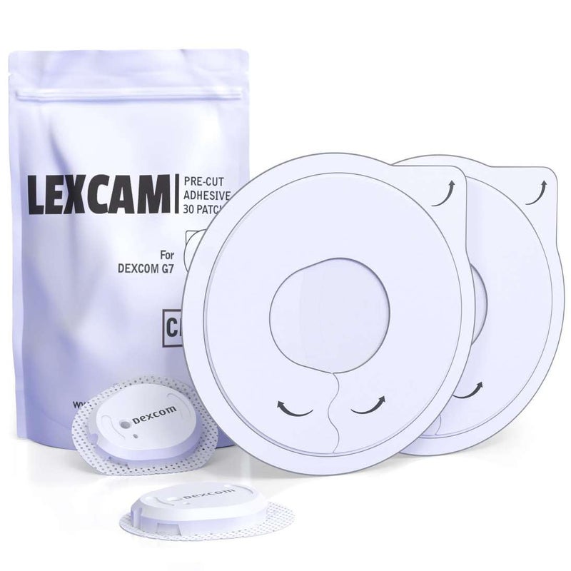 LEXCAM لصقات ليكسكام اللاصقة مقطوعة مسبقًا لدكسكوم G7، ستيلو - عبوة من 30 - مقاومة للماء، لاصقات شفافة لمراقبة الجلوكوز المستمرة، المستشعر غير مدرج. - Image 2