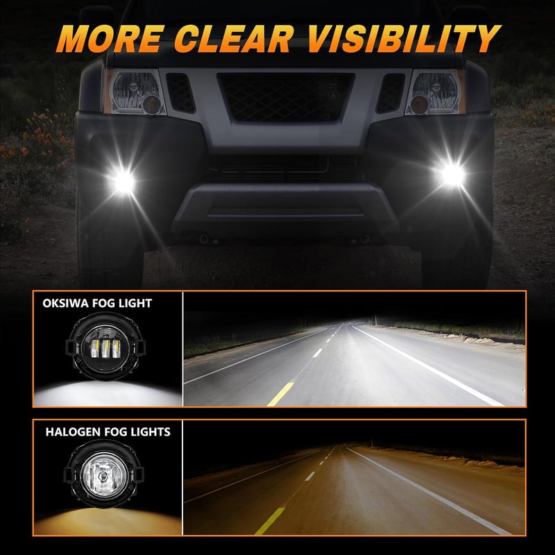 OKSIWA LED Fog Lights for Nissan Frontier 2010-2017 & Xterra 2005-2015 - Front Bumper Fog Lamp Assembly Kit - Image 3