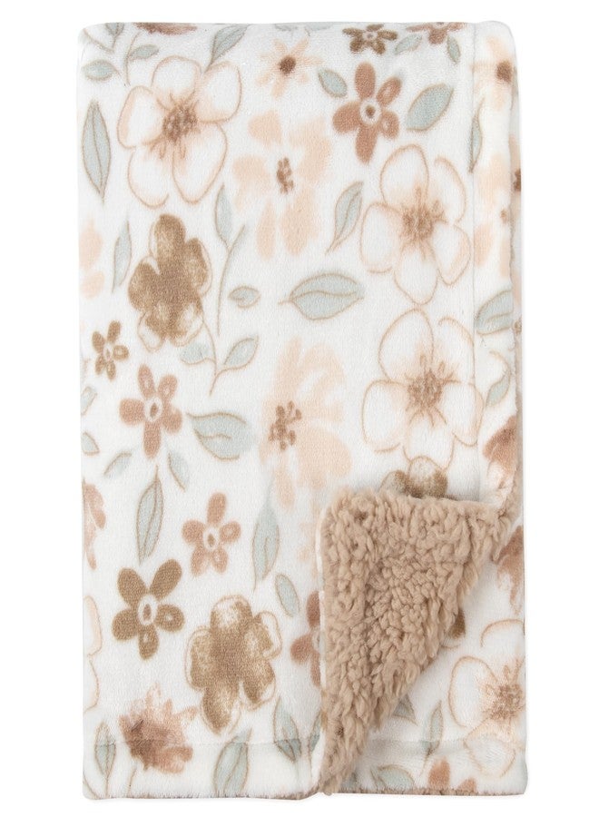 Jessica Simpson Luxury Velour Plush Printed Baby Blanket for Newborns, Infants and Toddlers (Robin's Egg Blue Floral) - Image 1