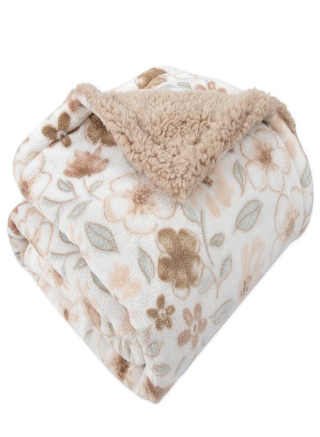 Jessica Simpson Luxury Velour Plush Printed Baby Blanket for Newborns, Infants and Toddlers (Robin's Egg Blue Floral) - Image 2