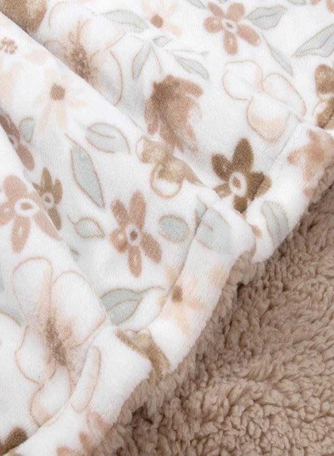 Jessica Simpson Luxury Velour Plush Printed Baby Blanket for Newborns, Infants and Toddlers (Robin's Egg Blue Floral) - Image 3