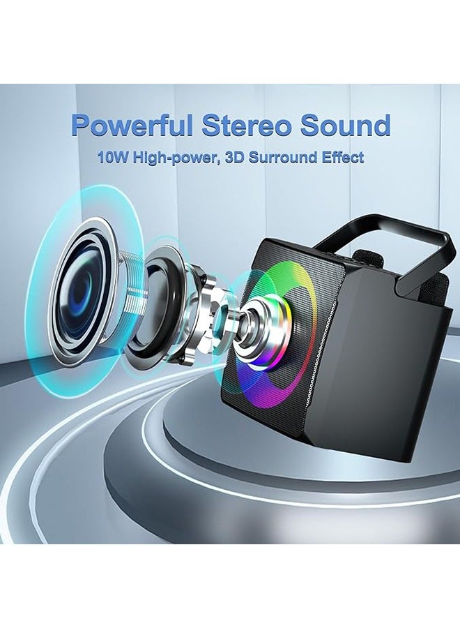 جهاز كاريوكي مع ميكروفونين لاسلكيين ونظام صوت بلوتوث وأضواء ملونة ديناميكية - Image 4