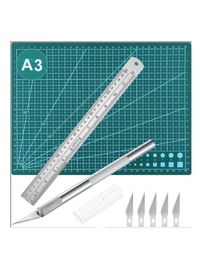 Dubkart - Self-Healing craft cutting mat, Rotary double sided cutting board with craft carving tool and ruler - Image 1