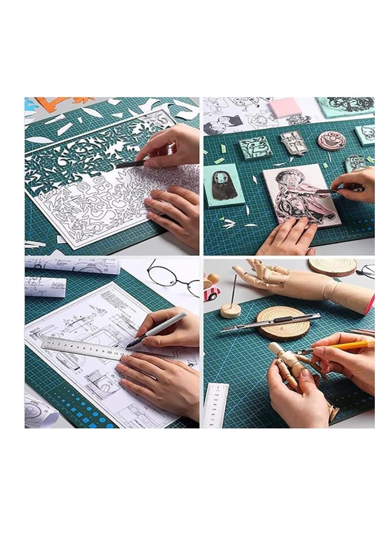 Dubkart - Self-Healing craft cutting mat, Rotary double sided cutting board with craft carving tool and ruler - Image 1