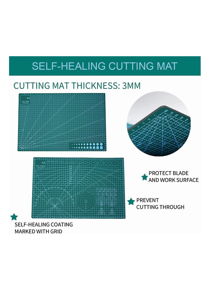 Dubkart - Self-Healing craft cutting mat, Rotary double sided cutting board with craft carving tool and ruler - Image 1
