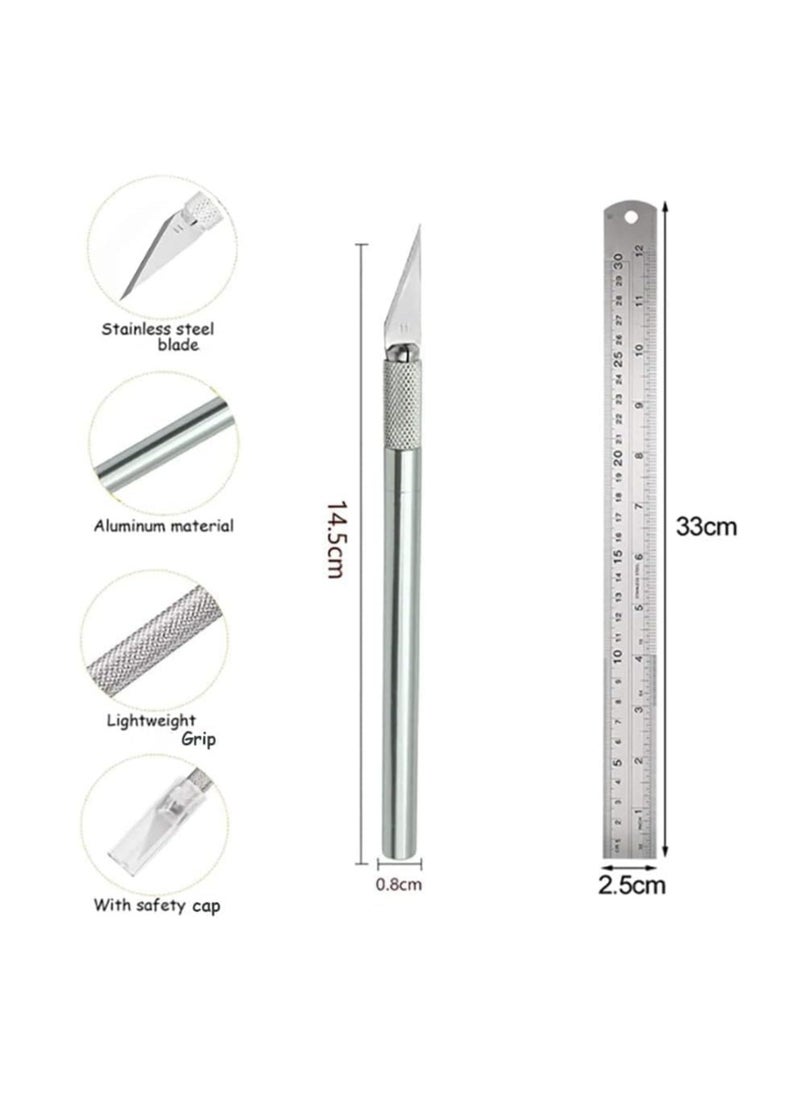 Dubkart - Self-Healing craft cutting mat, Rotary double sided cutting board with craft carving tool and ruler - Image 1