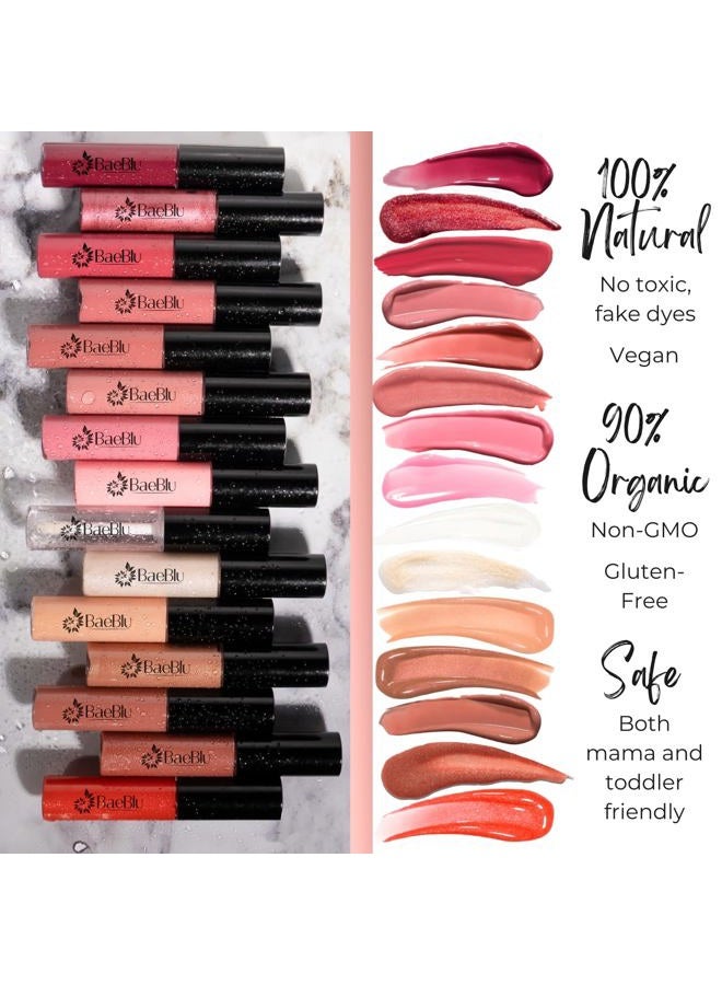 BaeBlu لمعان شفاه نباتي عضوي، 100% مكونات طبيعية غير سامة مرطبة، توت العليق - Image 4