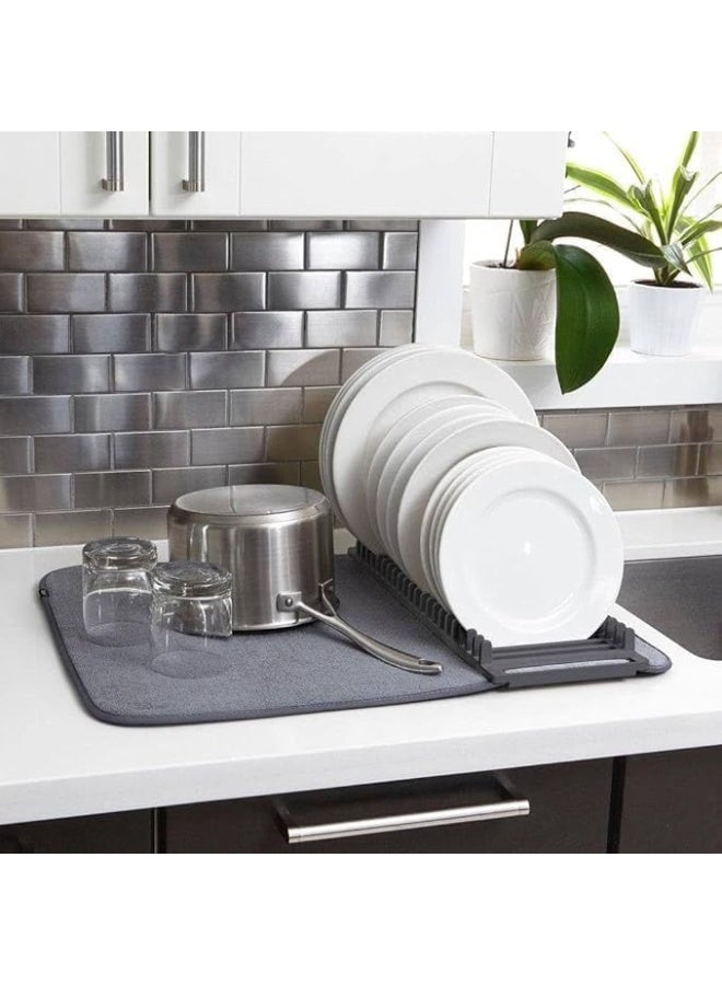 Kitchen Drain Pad, Dish Drainer Kitchen Rack Plastic Microfiber Dish Drying Mat with Plate Rack Table Decorations, 44*20 CM, Home Kitchen Supplies  - Image 3